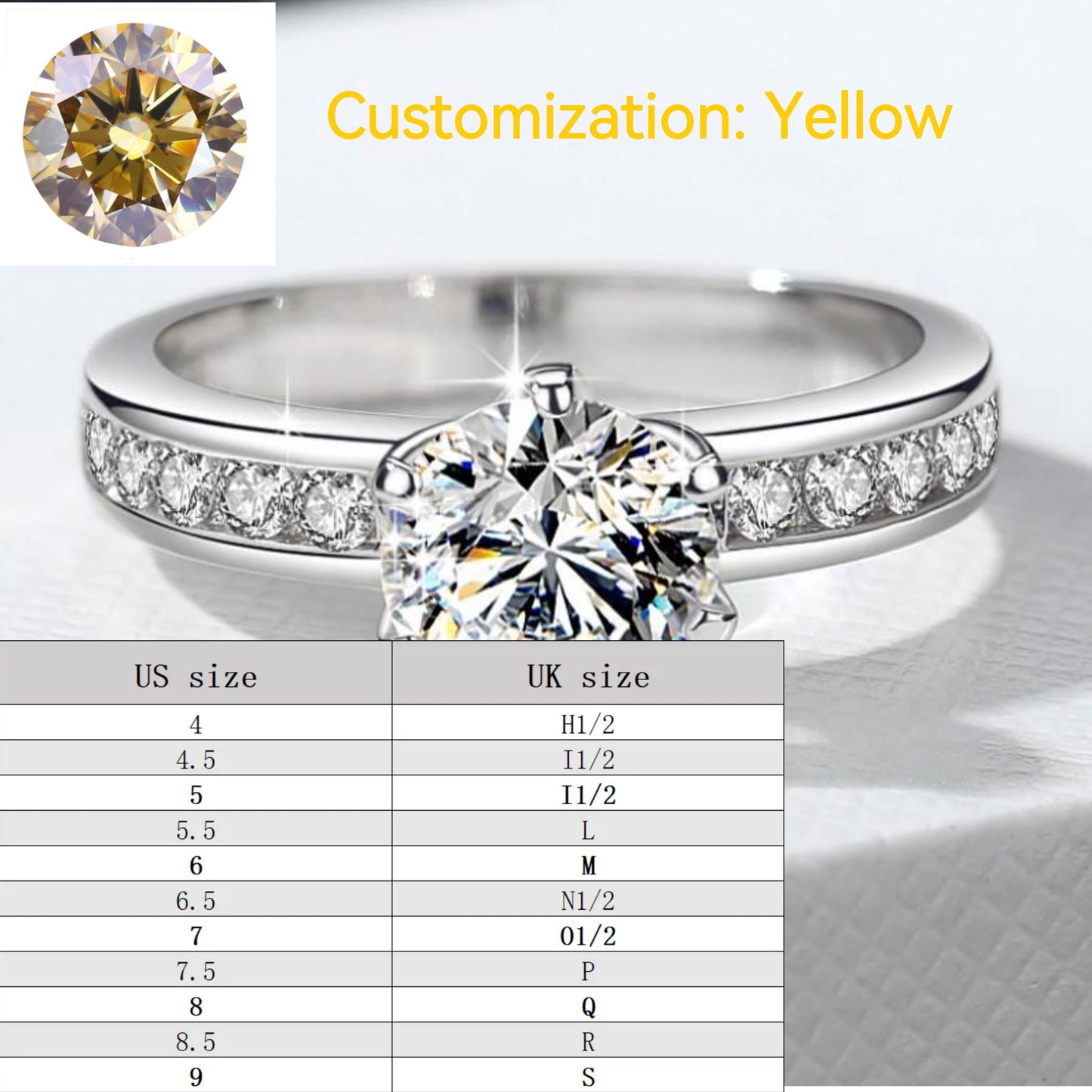 S925 Sterling Silver Ring Six-Claw Crown  Synthetic Moissanite fashion jewelry accessory woman girl promise ring Springtok-341(35%)