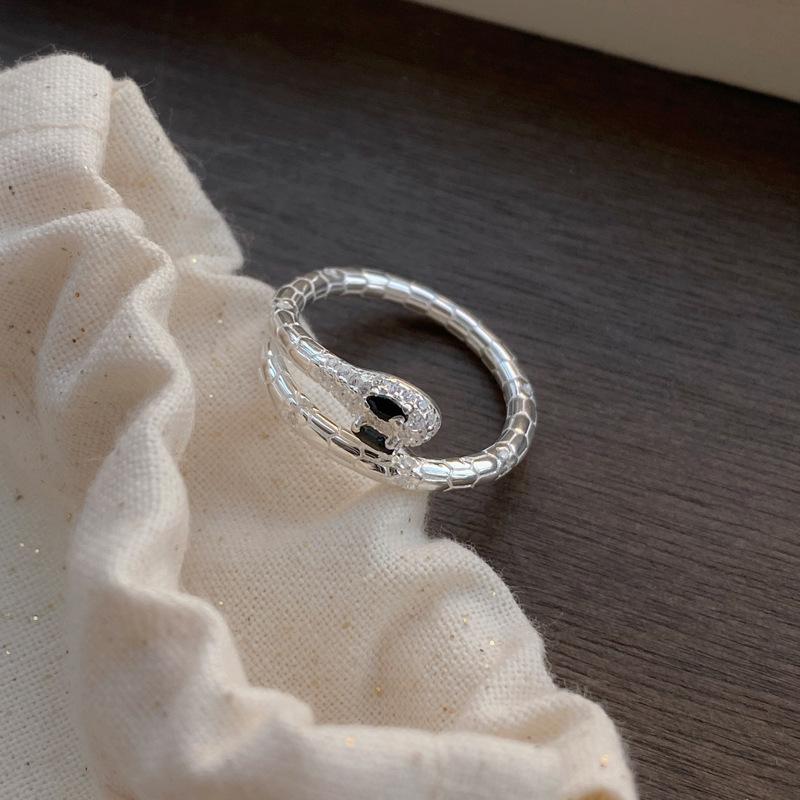 S925 Sterling Silver Snake Ring for Women, Adjustable Open Design - 628(45%)