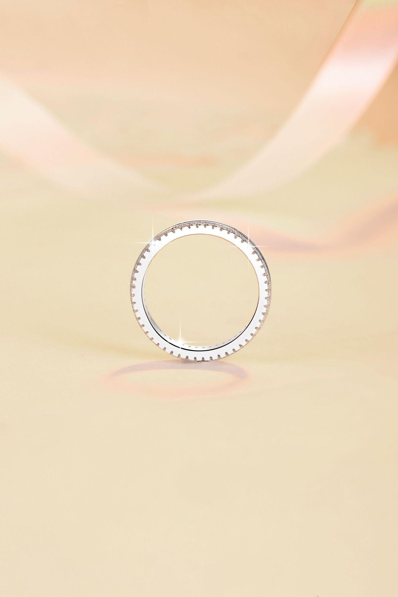 S925 Sterling Silver Full Stone Starry Sky Band Ring Synthetic Moissanite Ring 1 Carat-571(35%)