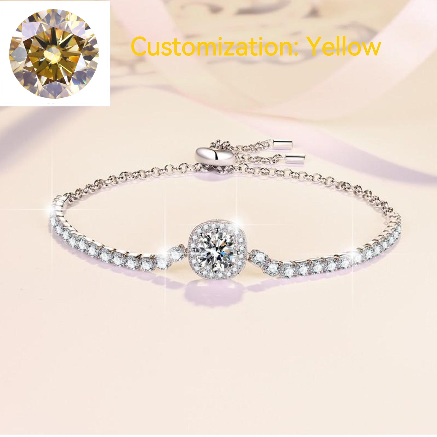 54. S925 Sterling Silver Starry Sky Bracelet Colored Synthetic Moissanite Bracelet