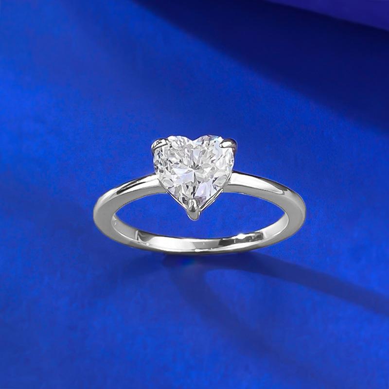 S925 Sterling Silver Heart-shaped Ring 7*7mm 6A Cubic Zirconia Ring-572(35%)