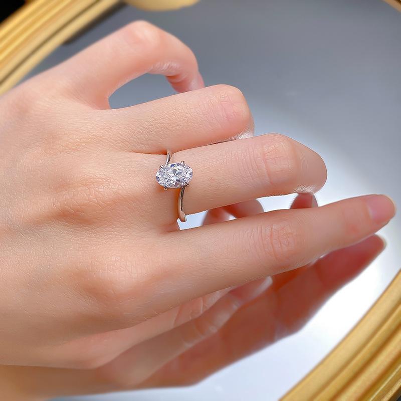 S925 Sterling Silver Oval Cut Oval Ring 6*9 6A Cubic Zirconia Ring fashion jewelry accessory woman girl promise ring-397(35%)