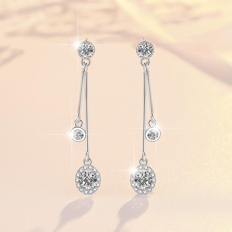 NO14. S925 Sterling Silver Synthetic Moissanite Earrings D Color Synthetic Moissanite