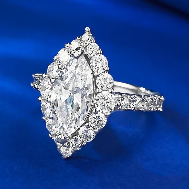 S925 Sterling Silver Ice Flower Cut Horse Eye Ring 6*12 8A Cubic Zirconia Ring fashion jewelry accessory woman girl promise ring Springtok-344(35%)