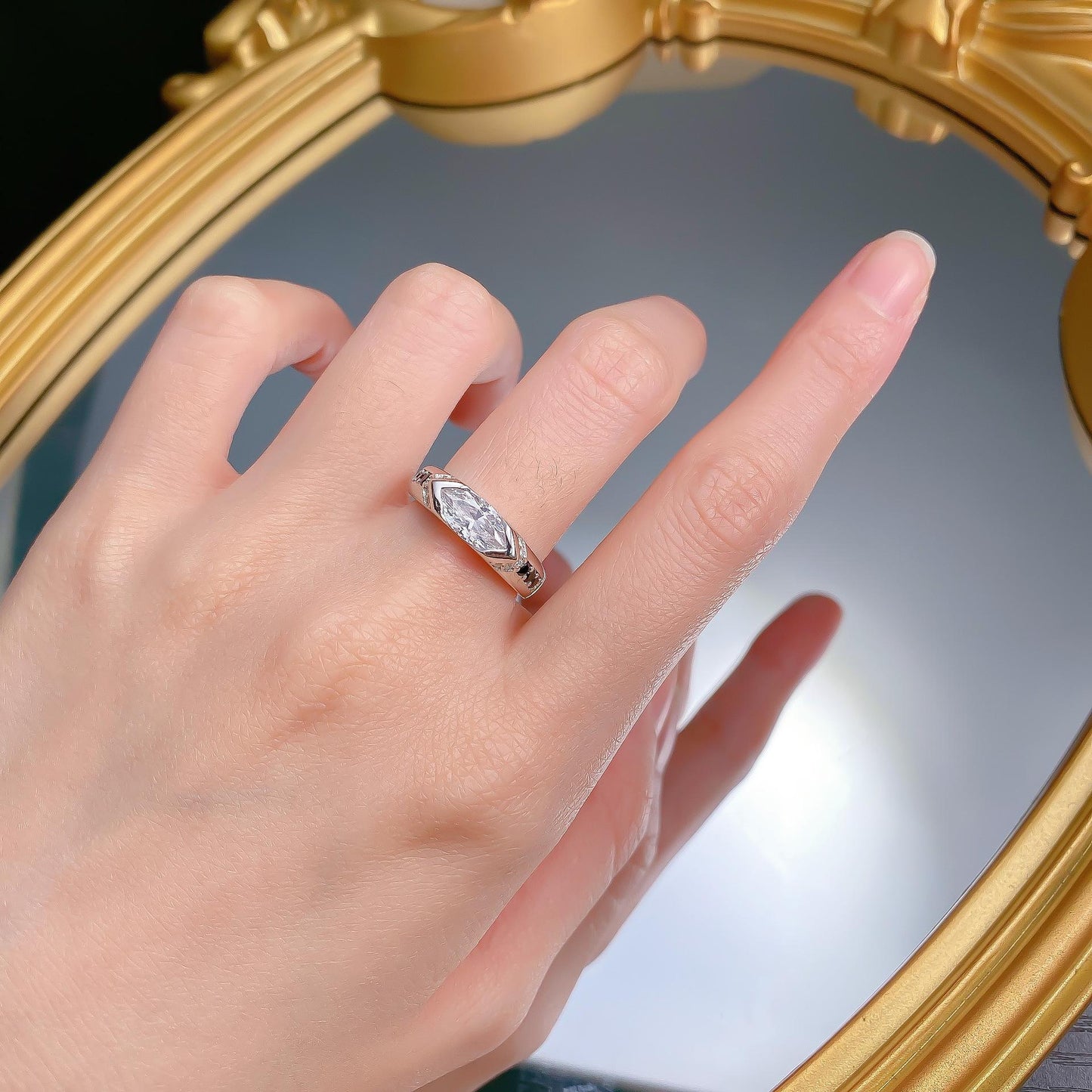 S925 Sterling Silver Marquise Cut Horse Eye Ring 5*10mm 6A Cubic Zirconia Ring fashion jewelry accessory woman girl promise ring-412(35%)