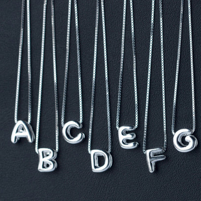 S925 Sterling Silver 26 One English Letter Necklace Pendant/Height about 0.8cm/ Sweet Style/Single Pendant without Necklace