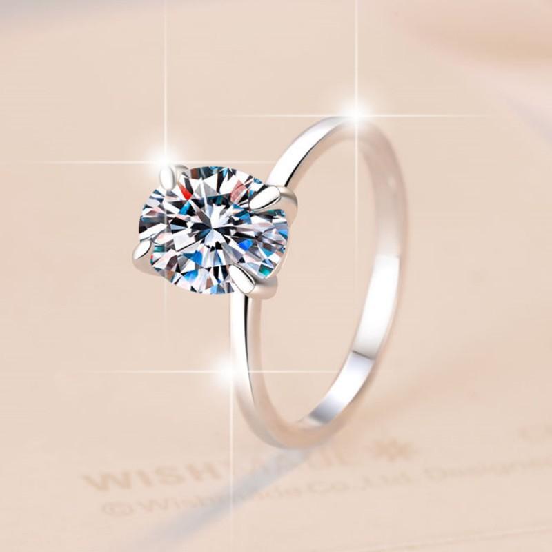 NO16. S925 Sterling Silver Oval Ring Synthetic Moissanite Ring