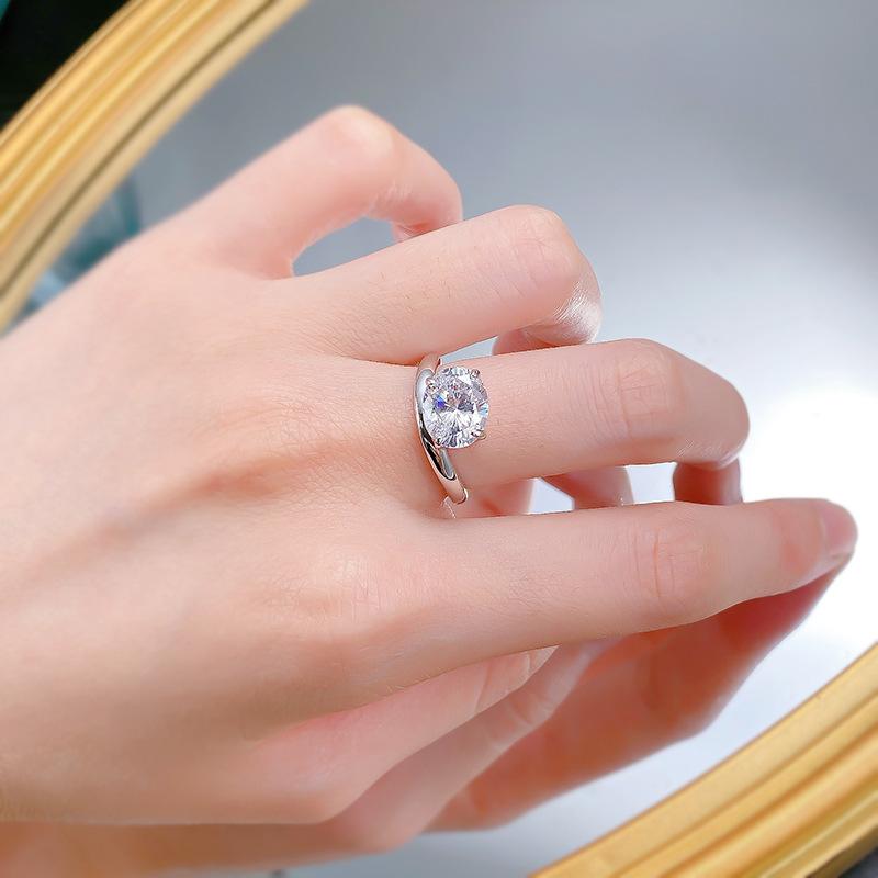 S925 sterling silver oval cut oval high carbon ring 8*10mm 6A cubic zirconia ring fashion jewelry accessory woman girl promise ring-385(35%)