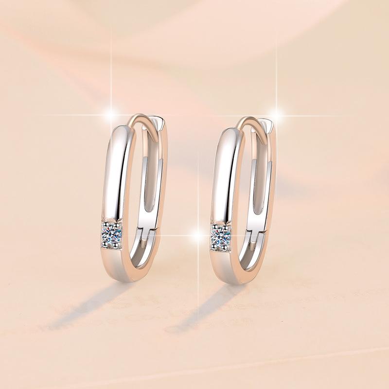 S925 Sterling Silver Simple Ear Clip Synthetic Moissanite Ear Clip Daily Life Earrings(35%)-647