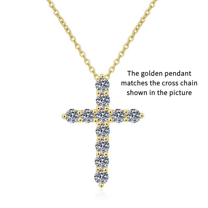 S925 Sterling Silver Synthetic Moissanite Small Cross Pendant birthday gift silver jewelry minimalist necklace pendant necklace-317(35%)