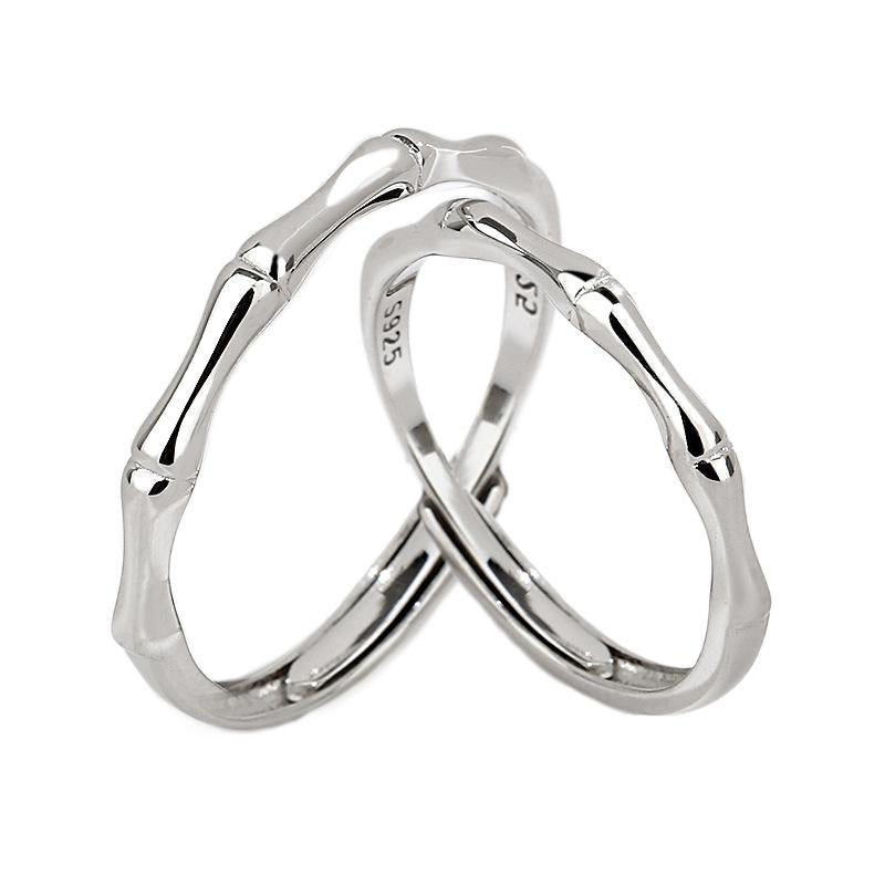 S925 Sterling Silver Ancient Style Bamboo Joint Couple Rings - 485 weddingring(45%)