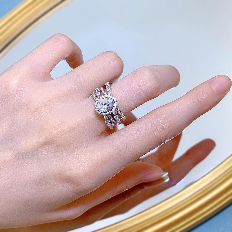 S925 sterling silver oval cut oval ring 6*8mm 6A cubic zirconia ring fashion jewelry accessory woman Girl promise ring-159 (35%)
