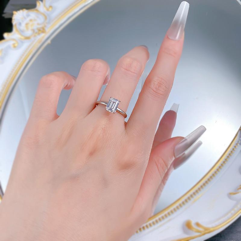 S925 Sterling Silver Grandma Cut Square Sugar Ring 6*8mm 6A Cubic Zirconia Ring fashion jewelry accessory woman girl promise ring Springtok-224(35%)