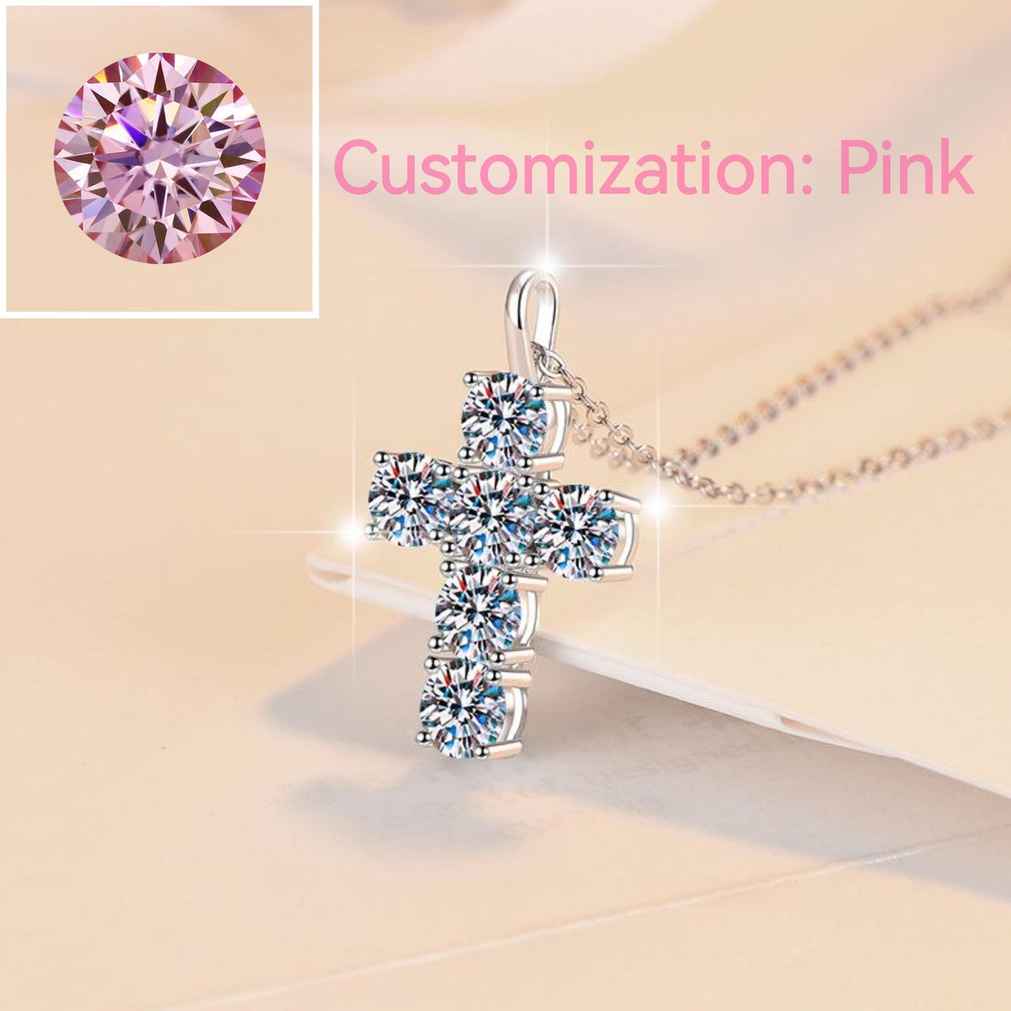 S925 Sterling Silver Synthetic Moissanite Big Cross Pendant birthday gift silver jewelry minimalist necklace pendant necklace-321(35%)