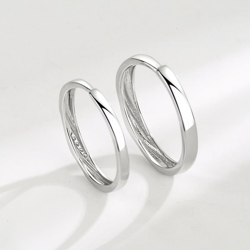 S925 Sterling Silver Simple Plain Band Couple Rings - 487 weddingring(45%)