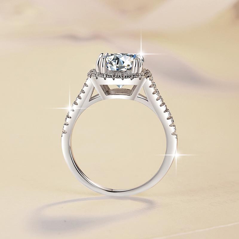 8A Cubic Zirconia S925 Sterling Silver V-Shaped Cushion Square Ring 4Carat-466(25%)