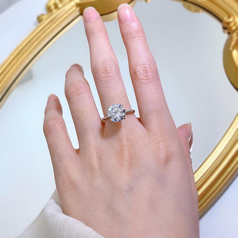 S925 Sterling Silver Oval Cut Round Ring 10mm 6A Cubic Zirconia Ring-261(35%)