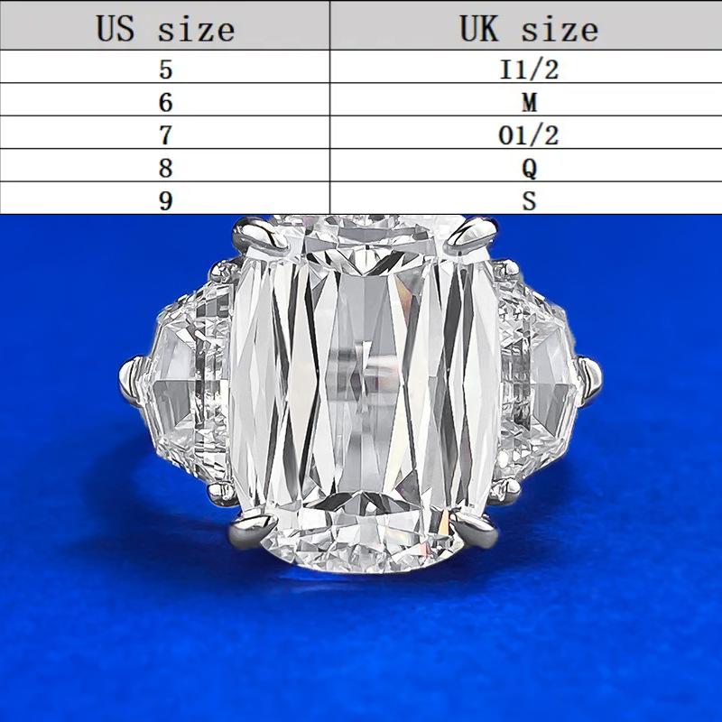 S925 Silver Fat Square Prism Cut Ring 10 * 14mm 8A Cubic Zirconia Ring fashion jewelry accessory woman girl promise ring-285(35%)