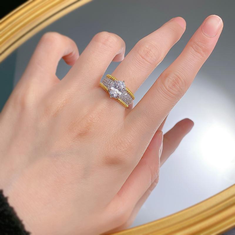 S925 Silver Wind Band Oval Cut Ring 6 * 8mm 6A Cubic Zirconia Ring fashion jewelry accessory woman girl promise ring Springtok-352(35%)