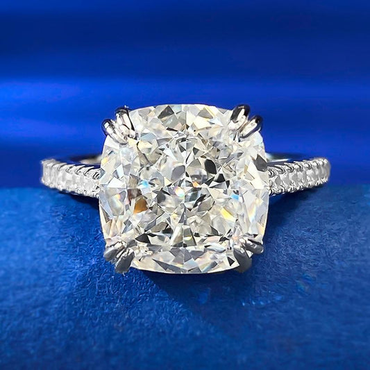 S925 Sterling Silver Ice Flower Cut Square Ring 10*10mm 8A Cubic Zirconia Ring fashion jewelry accessory woman girl promise ring-380(35%)