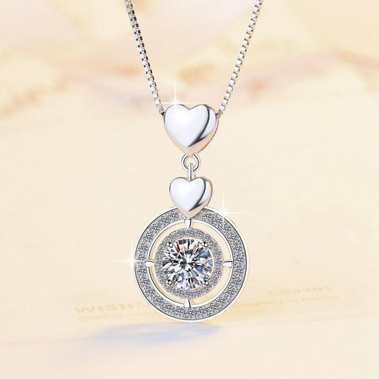 12. S925 Sterling Silver Synthetic Moissanite Halo Pendant