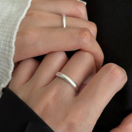 S925 Sterling Silver Matte Couple Rings Plain Band - 537 weddingring(45%)