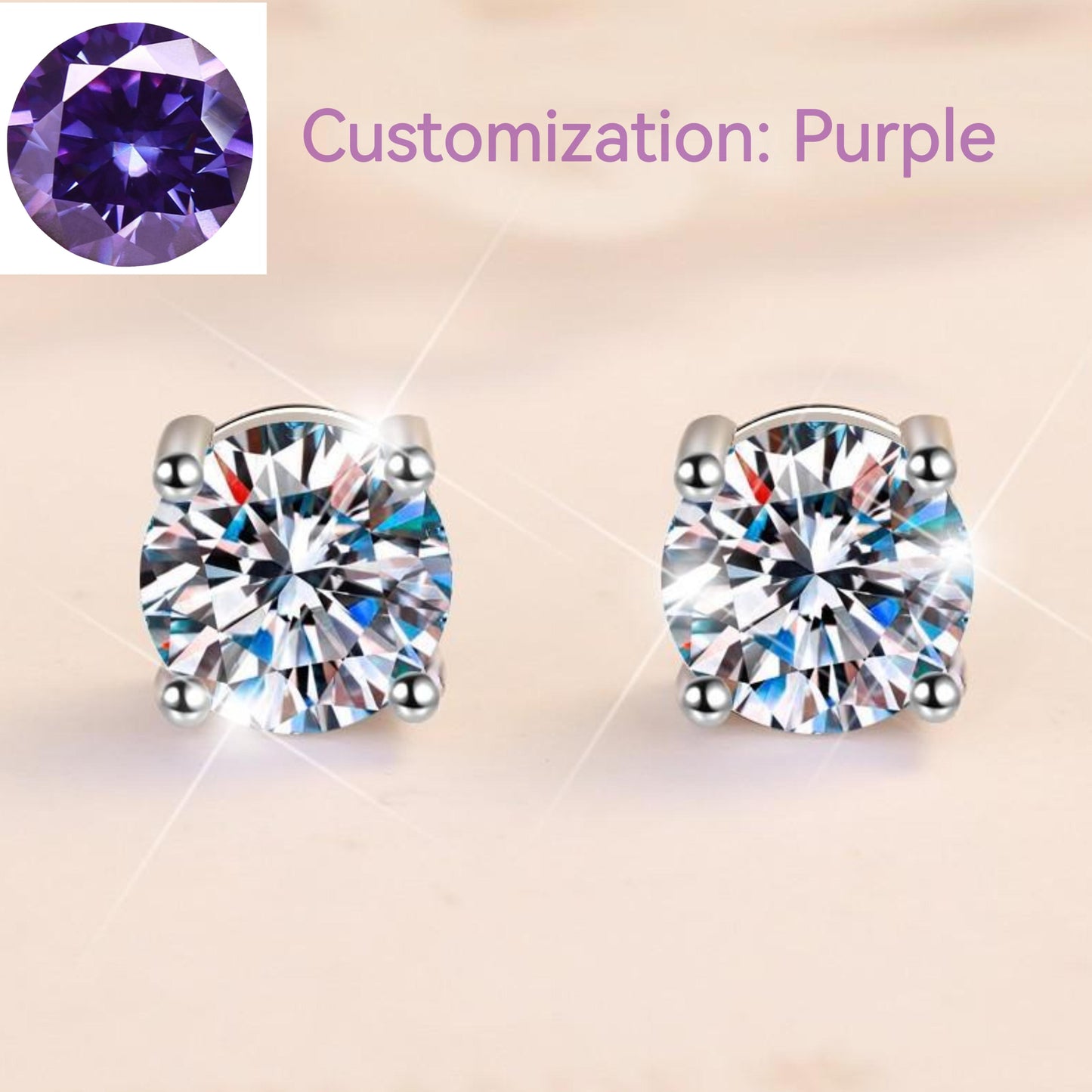 S925 Sterling Silver High Grade Synthetic Moissanite  Four-Claw Stud Earrings Daily Life Earrings-642(35%))