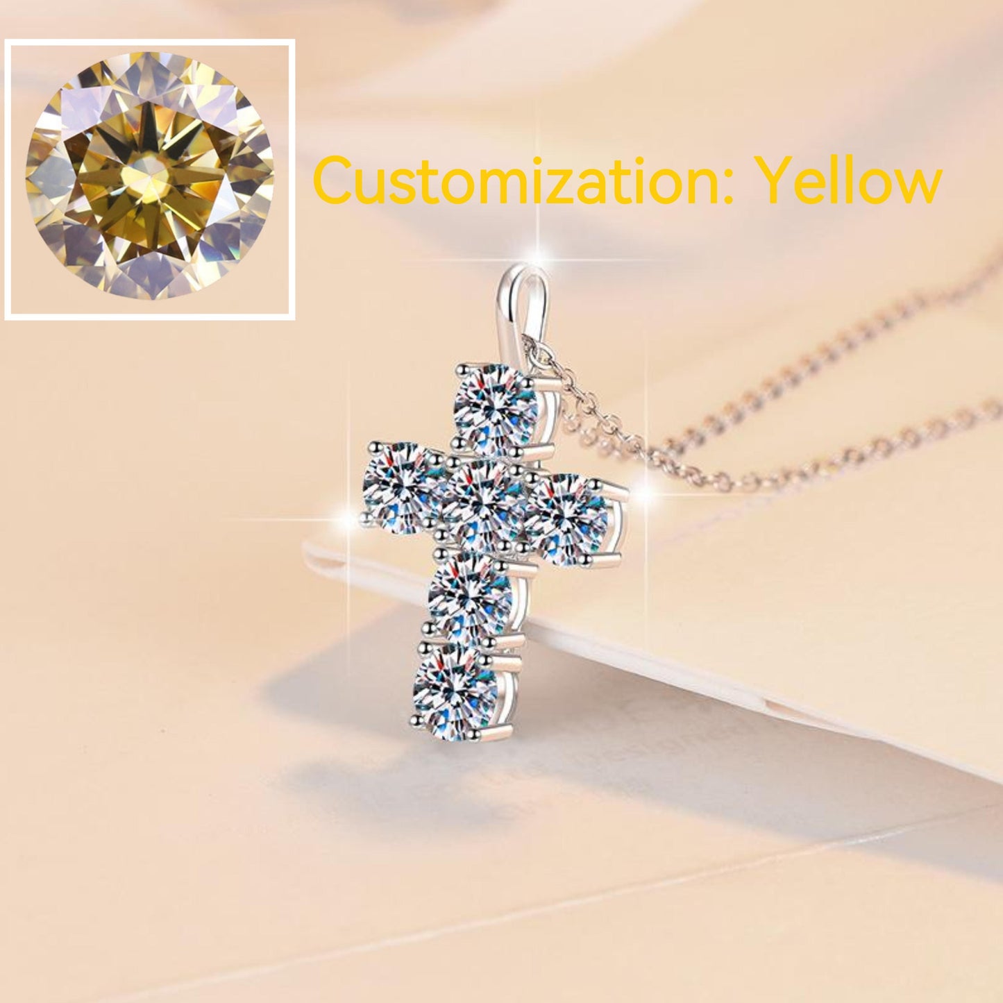 S925 Sterling Silver Synthetic Moissanite Big Cross Pendant birthday gift silver jewelry minimalist necklace pendant necklace-321(35%)