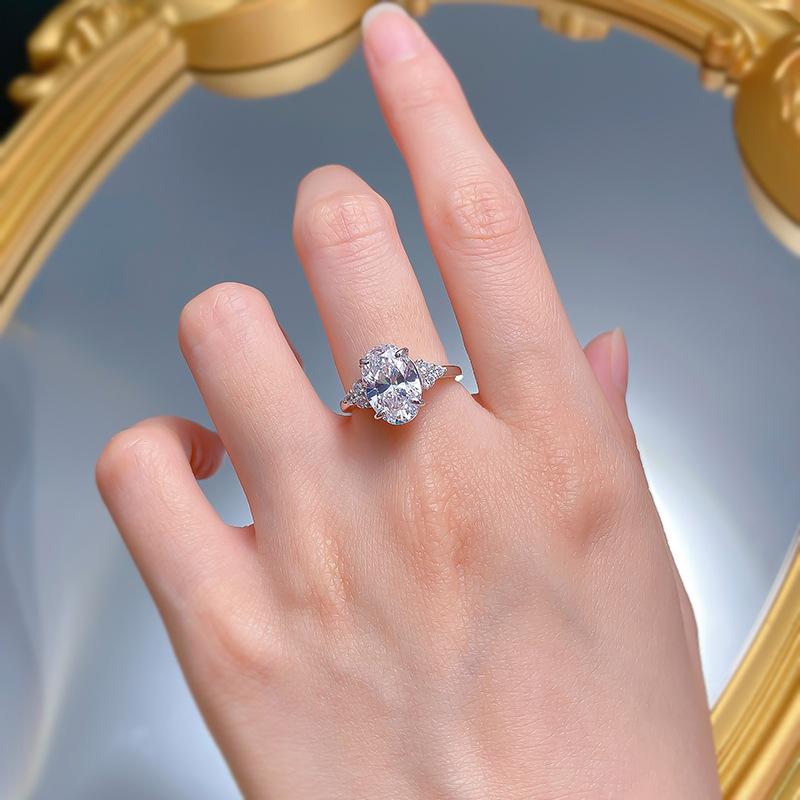 S925 Sterling Silver Oval Cut Oval Ring 8 * 12mm 6A Cubic Zirconia Ring fashion jewelry accessory woman girl promise ring-258(35%)