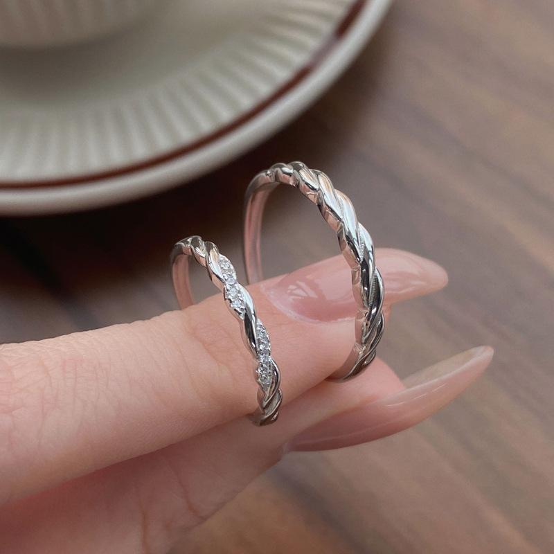 S925 Sterling Silver Mobius Ring Couple Rings Simple Adjustable Band -519 weddingring(45%)