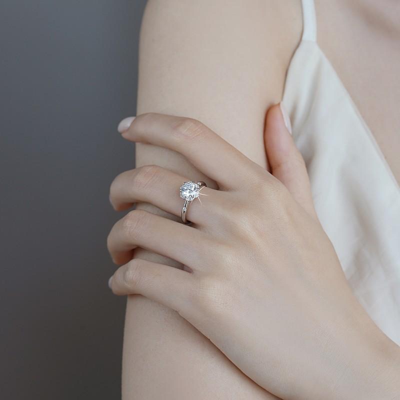 S925 Sterling Silver Six-Claw Ring Synthetic Moissanite Ring fashion jewelry accessory woman girl promise ring-244(35%)