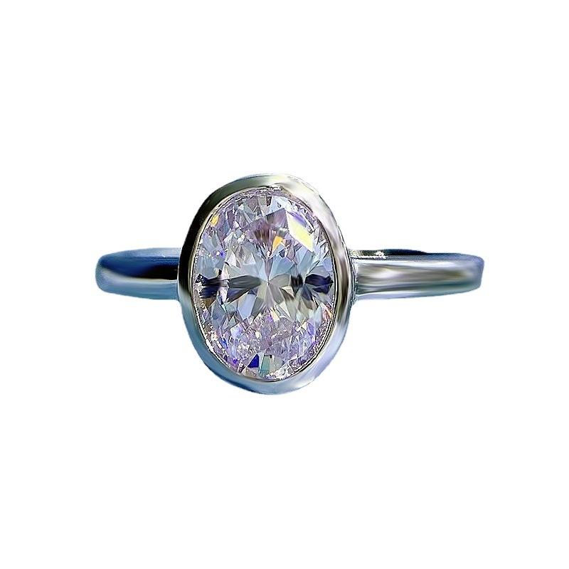 S925 Sterling Silver Ice Flower Cut Oval Ring 6*8 8A Cubic Zirconia Ring fashion jewelry accessory woman girl promise ring-157(35%)