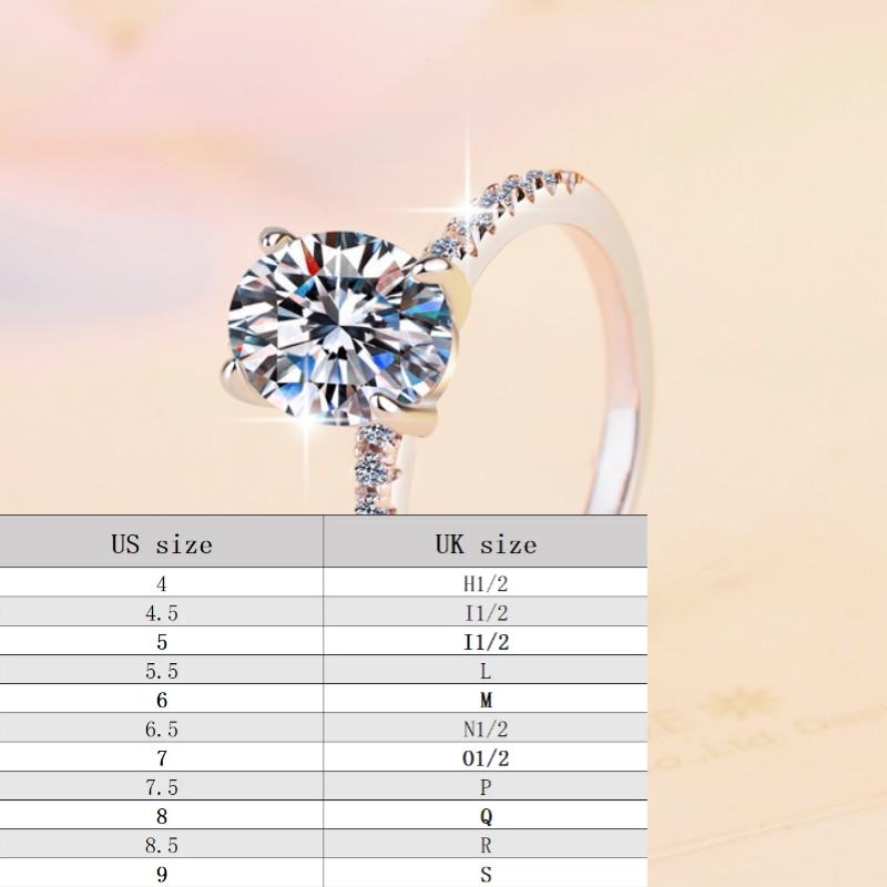 Synthetic Moissanite S925 Sterling Silver Pigeon egg 2 Carat Ring Elegant Luxury Daily Life Woman Birthday Gift Engagement Ring Springtok-131(35%)