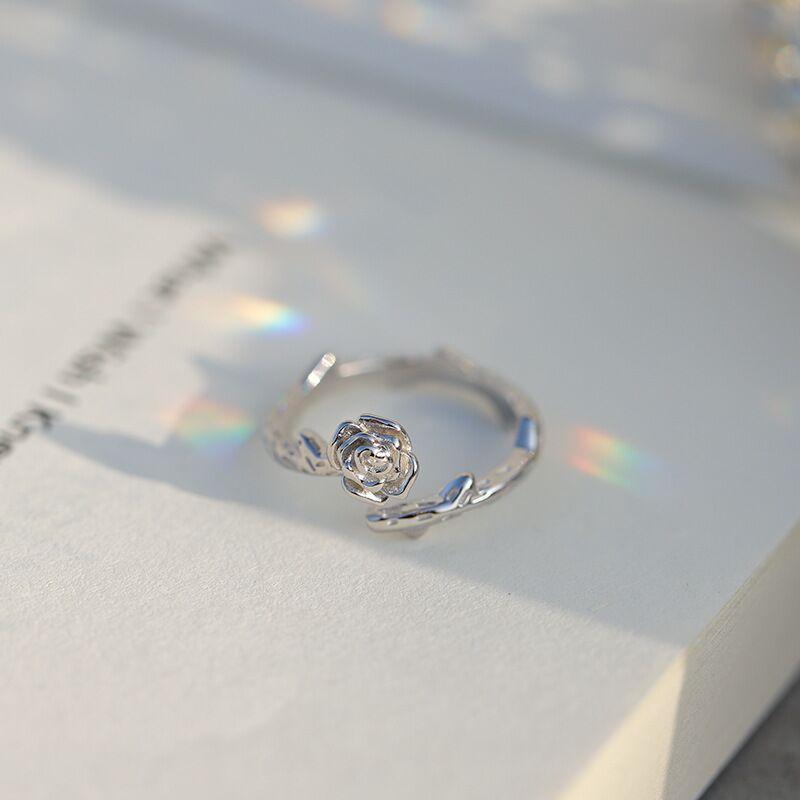 S925 Sterling Silver Thorns and Roses Couple Open Ring - 543 weddingring(45%)