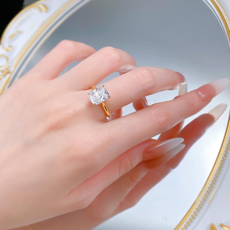 S925 Sterling Silver Radiant Cut Square Ring  8*10mm 6A Cubic Zirconia Ring-257(35%)