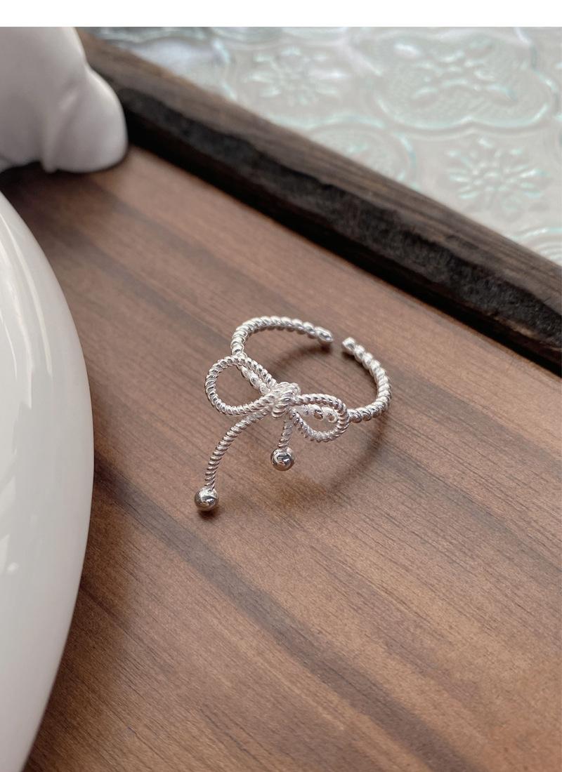 S925 Sterling Silver Bowknot Braided Open Ring for Women - 518(45%)