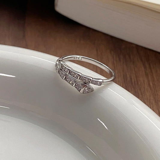 S925 Sterling Silver Snake-Shaped Ring Open Ring For Women -506(45%)
