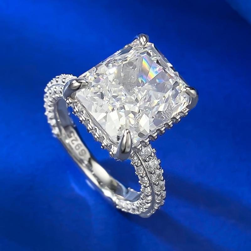 S925 Sterling Silver Ice Flower Cut High Carbon Ring 10*12 8A Cubic Zirconia Ring fashion jewelry accessory woman girl promise ring-227(35%)