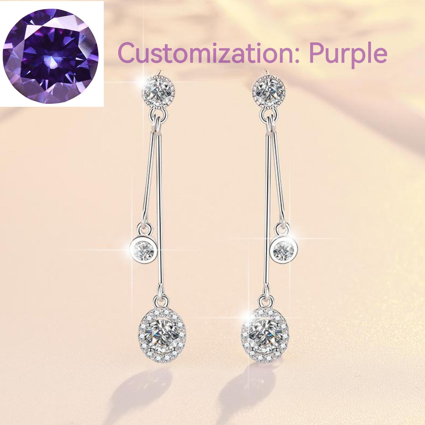 S925 Sterling Silver Line  Earrings D Color Synthetic Moissanite Daily Life Earrings(35%)-614