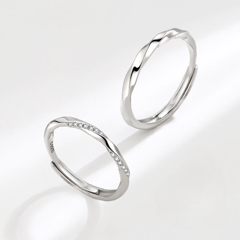 S925 Sterling Silver Mobius Simple Couple Open Ring -481 weddingring(45%)