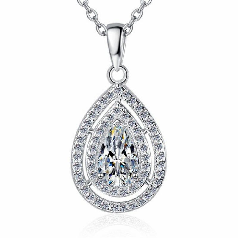 NO10-3. 925 sterling silver pear-shaped pendant/1 karat/synthetic moissanite pendant