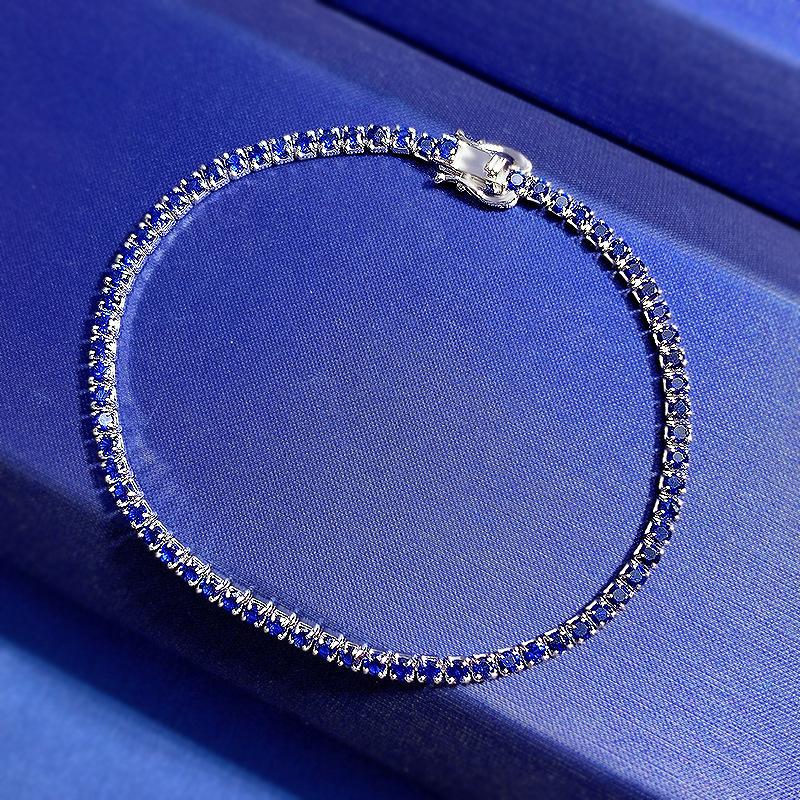 S925 Sterling Silver Tennis Row Zirconia Full Oval Stones 6A Cubic Zirconia Bracelet-301(45%)