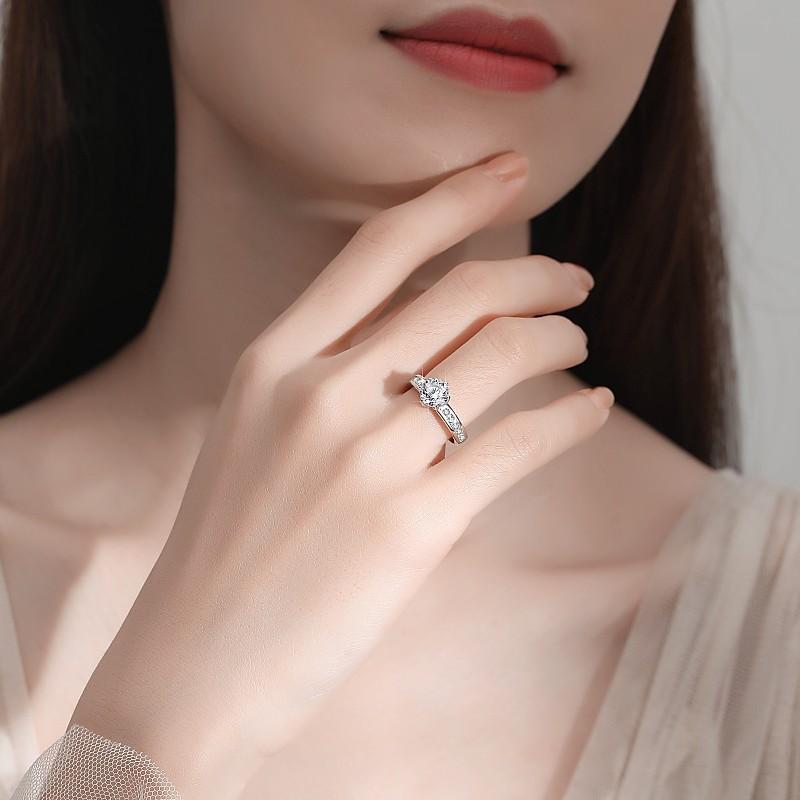 S925 Sterling Silver Ring Six-Claw Crown  Synthetic Moissanite fashion jewelry accessory woman girl promise ring Springtok-341(35%)