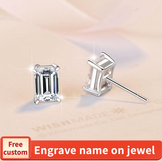 S925 Sterling Silver Grandma Cut Earrings Earrings Synthetic Moissanite Daily Life Earrings(35%)-621