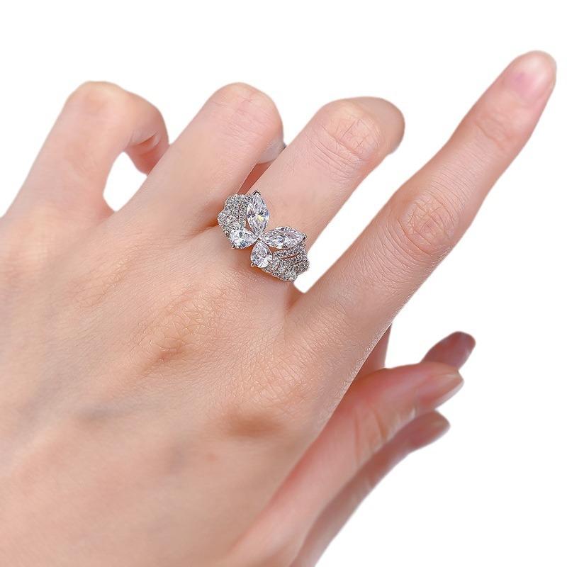 S925 Silver Horse Eye Cut Phantom Butterfly Ring 6A Cubic Zirconia Ring fashion jewelry accessory woman girl promise ring -269(35%)