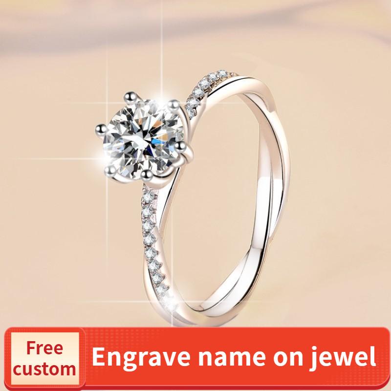 S925 Sterling Silver Love Interwoven Ring Synthetic Moissanite Ring fashion jewelry accessory woman girl promise ring-193(35%)