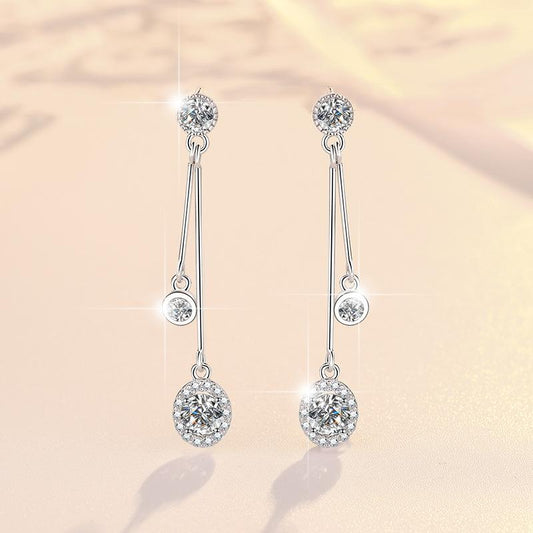 46. S925 Sterling Silver Line  Earrings D Color Synthetic Moissanite