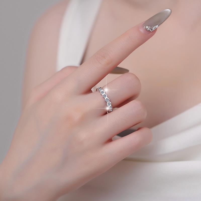 S925 Sterling Silver Full Band Ring 6A Cubic Zirconia Ring-564(35%)