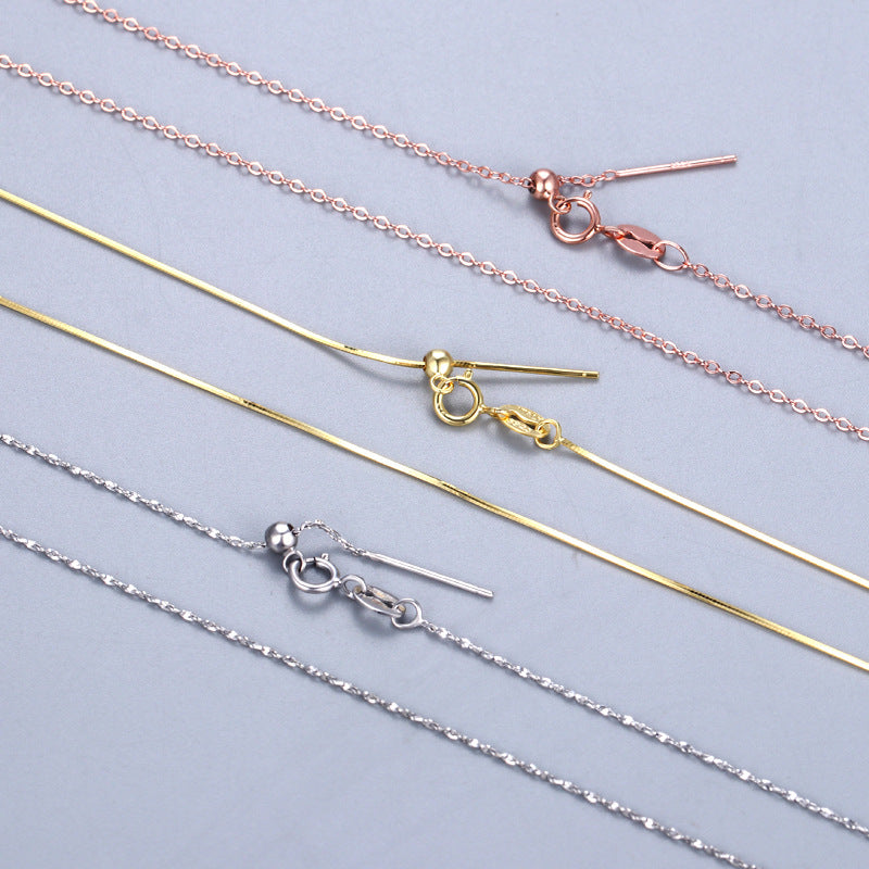 S925 Sterling Silver Needle Universal Necklace/Box Chain/Snake Chain/Sparkling O Chain/ Cross Chain/Full Star Chain/Sparkling bead chain