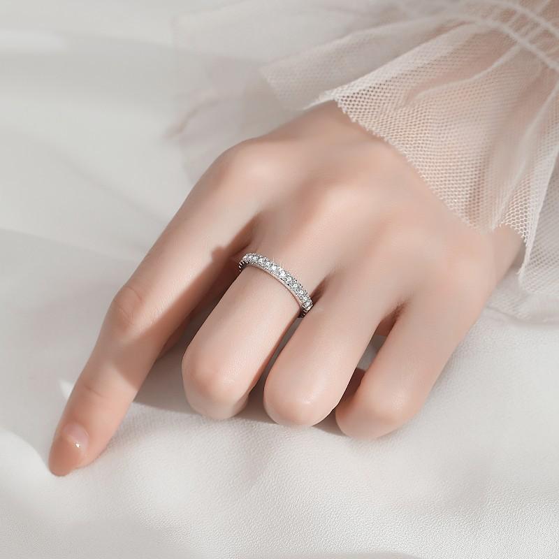 6A Cubic Zirconia S925 Sterling Silver Full Band Ring Inlay fashion jewelry accessory woman girl promise ring-215(35%)